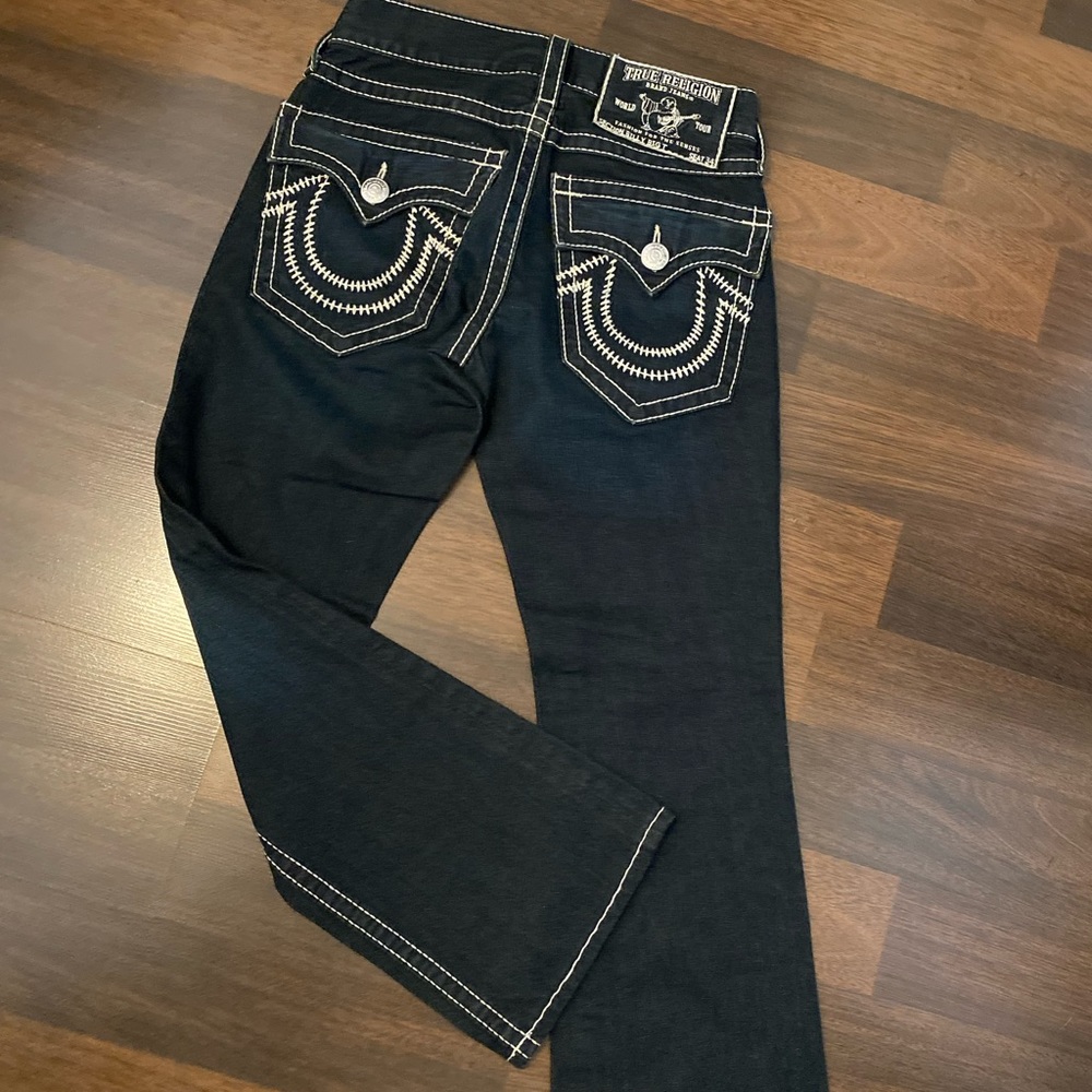 TRUE RELIGION 2 Low Rise Boot Cut Flare 💯 Cotton Jeans Size 28 - Picture 9 of 16
